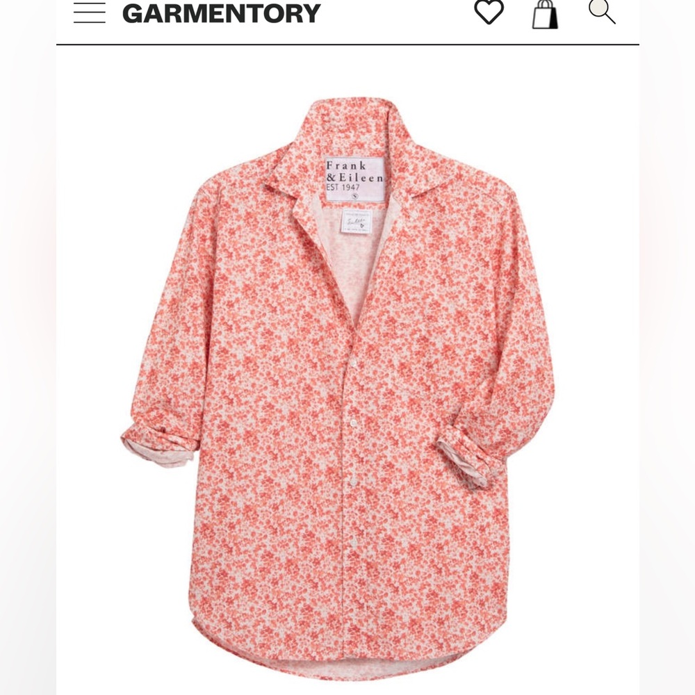 NEW Frank & Eileen Finbar Relaxed Button-down Shirt in Peach Floral Size S - Picture 16 of 17